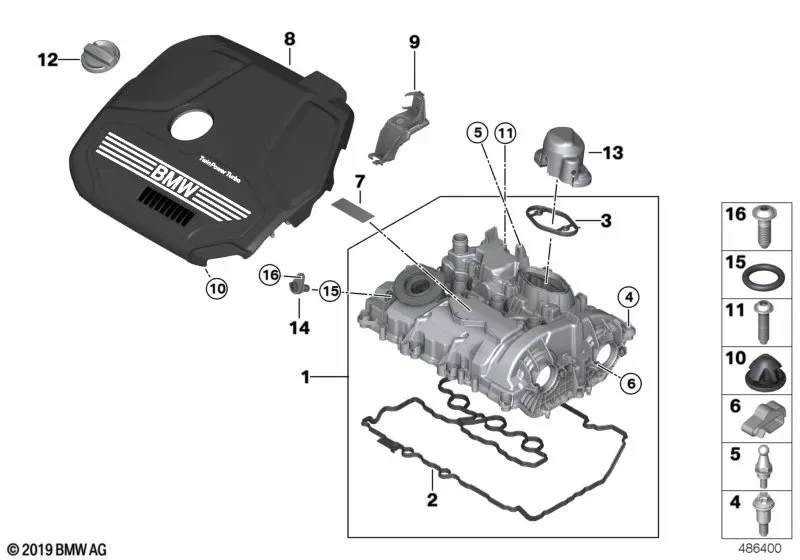 Cylinder Head Cover and Additional Components diagram