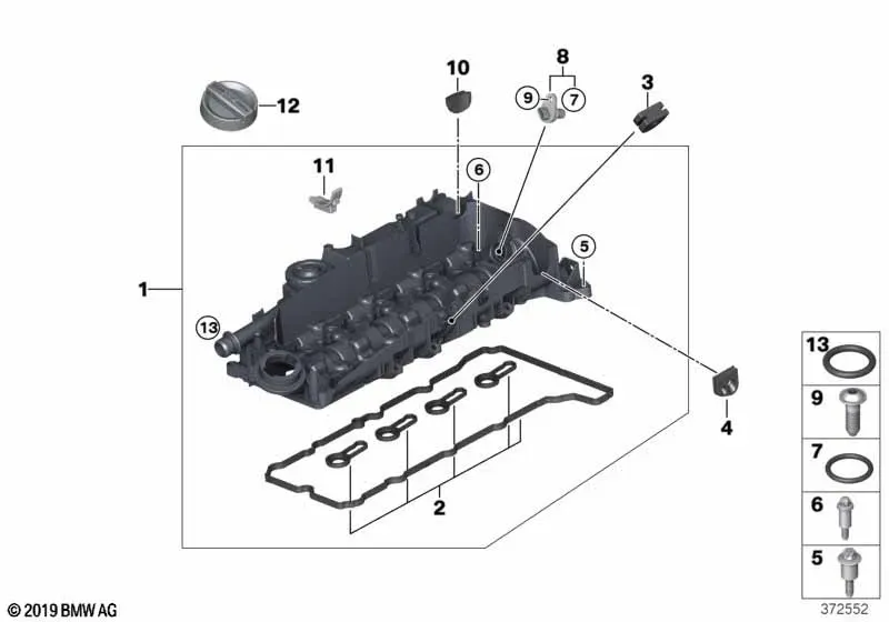 Cylinder Head Cover and Additional Components diagram