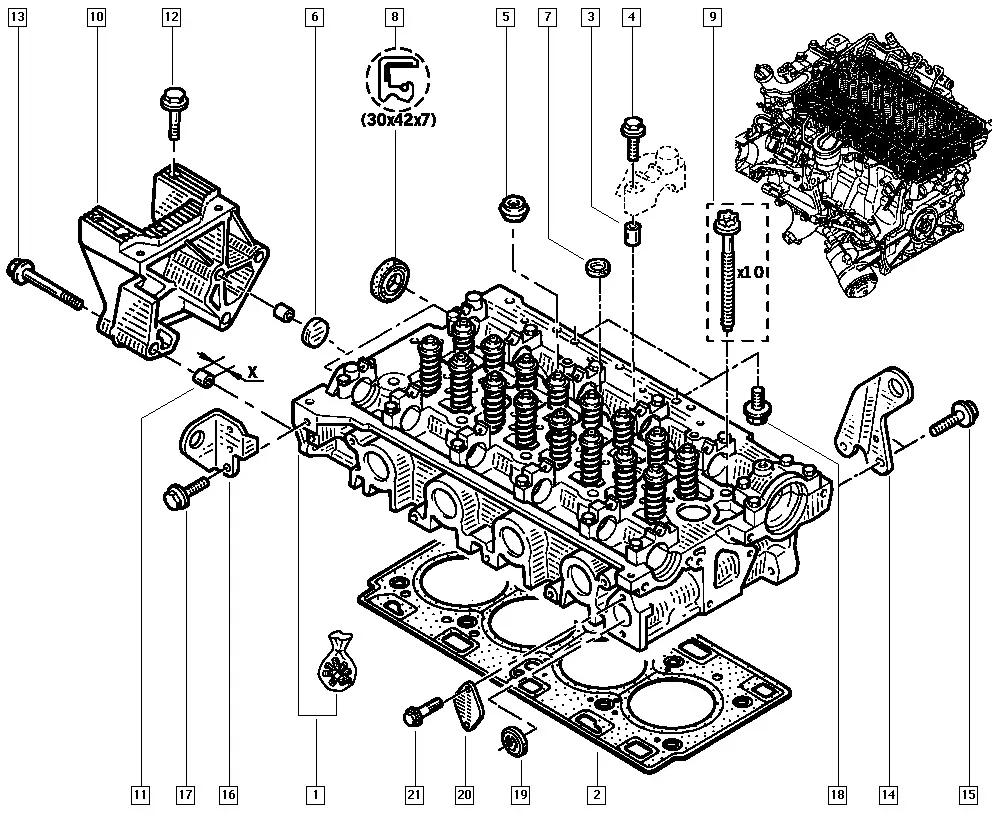 Valve Cover and Cylinder Head diagram