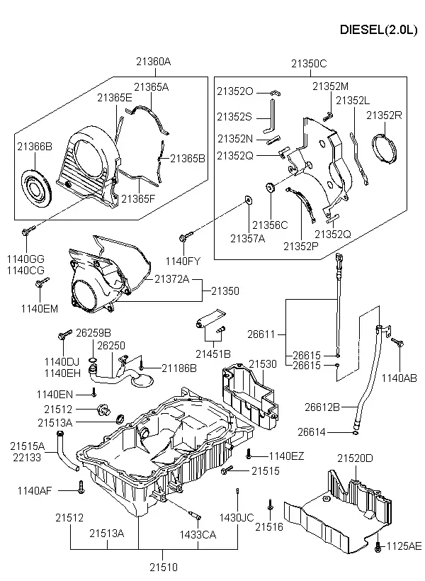 Timing Cover and Oil Pan diagram