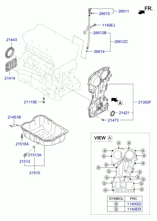 Timing Cover and Oil Pan diagram