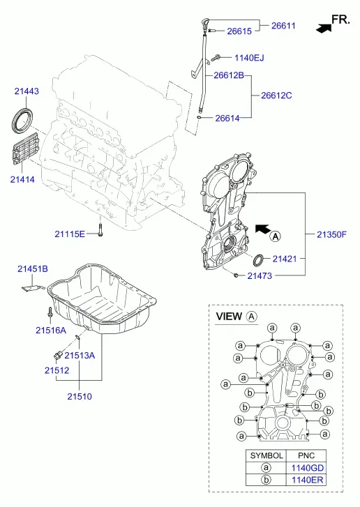 Timing Cover and Oil Pan diagram