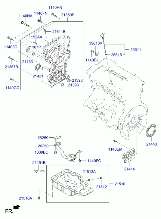 Timing Cover and Oil Pan diagram