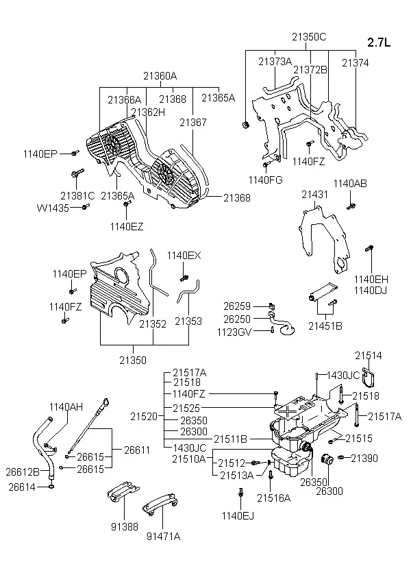 Timing Cover and Oil Pan diagram