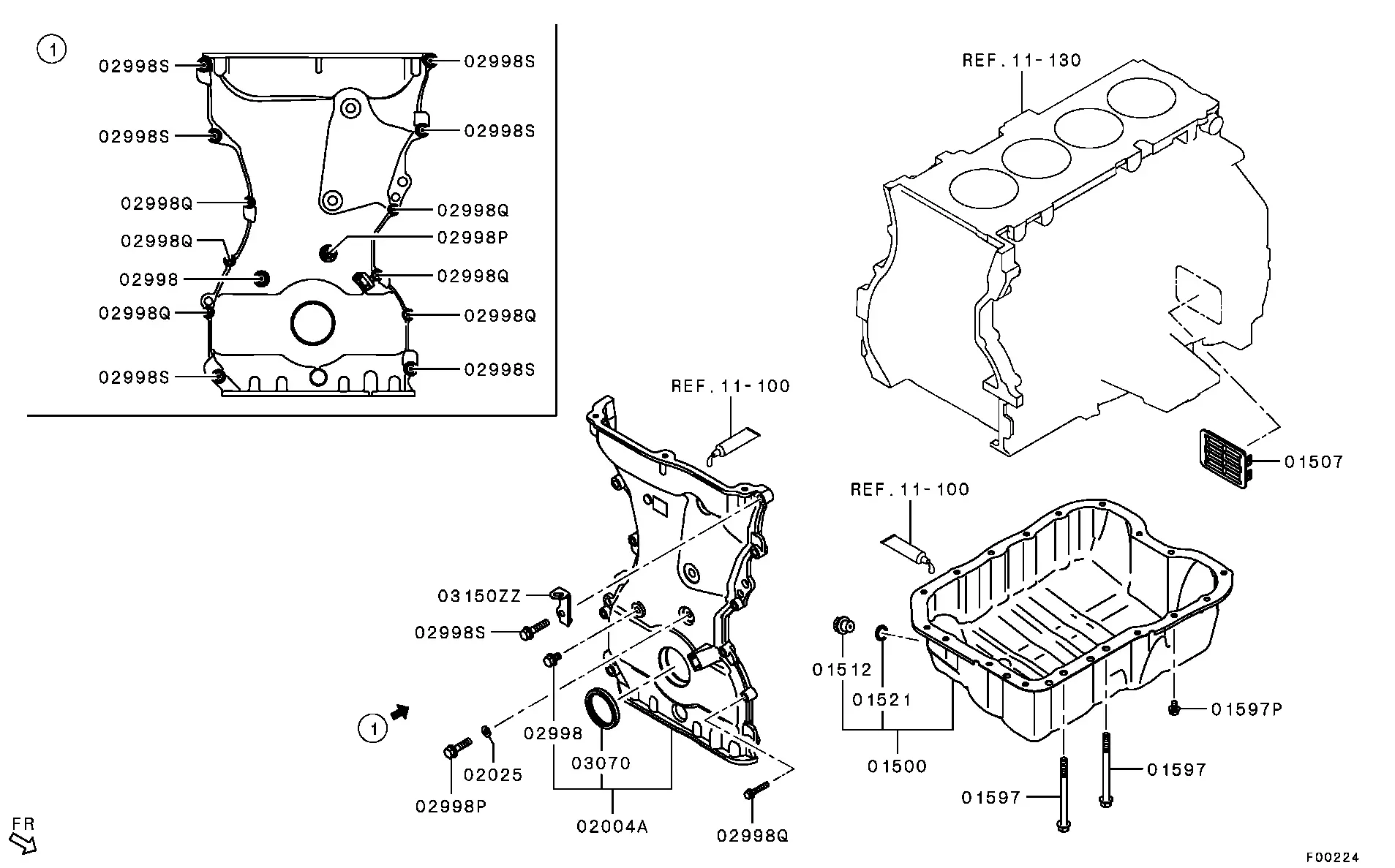 Timing Chain Cover, Rear Plate and Oil Pan diagram