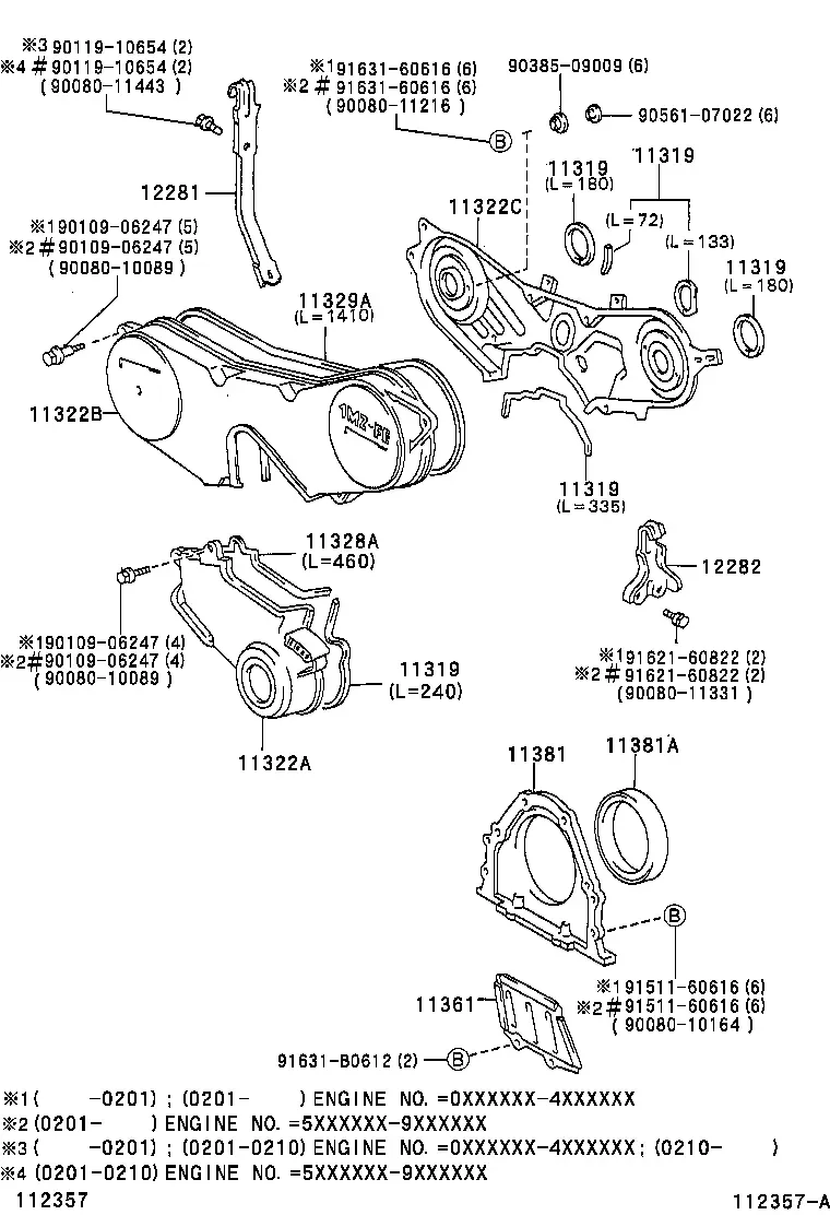 Timing Belt Covers and Rear End Plate diagram
