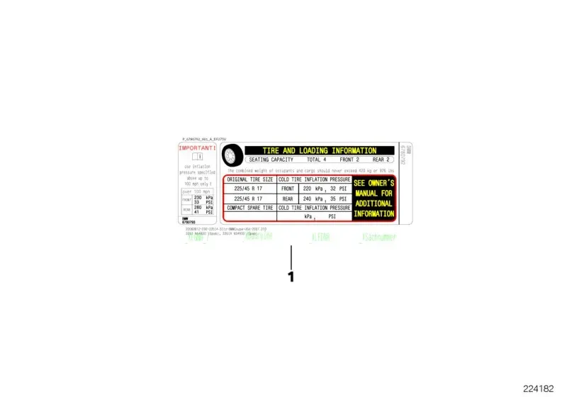 Tire pressure label diagram