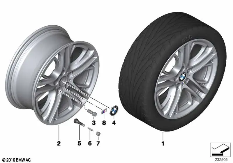 Легкосплавный диск BMW M со сдвоенными спицами 310 diagram