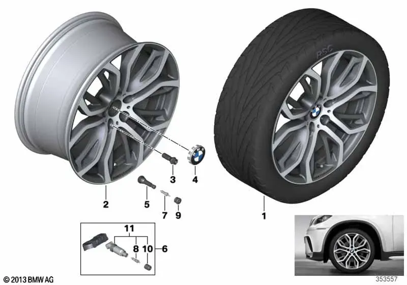 სქემა «Легкосплавный диск BMW Performance с Y-образными спицами 375»