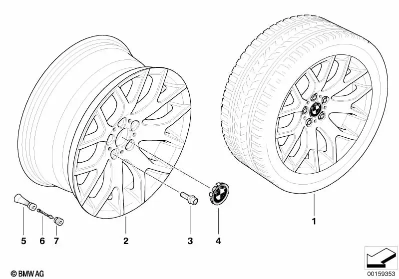 BMW Cross-Spoke Alloy Wheel, Design 177 diagram