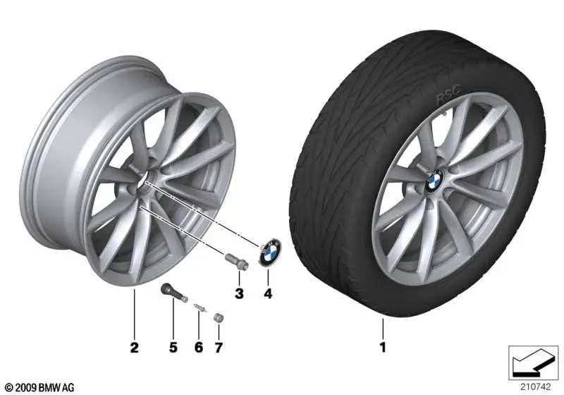 BMW V-Spoke Alloy Wheel, Design 324 diagram