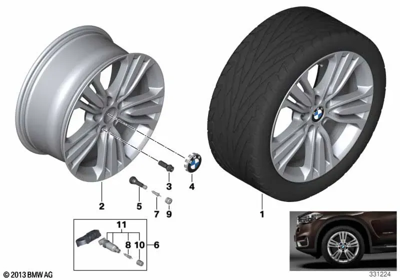 Схема «Легкосплавный диск BMW с W-образными спицами 447, 19"»