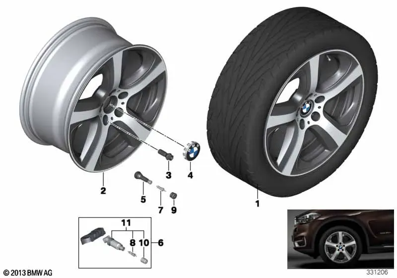 BMW Star-Spoke Alloy Wheel 490, 19" diagram