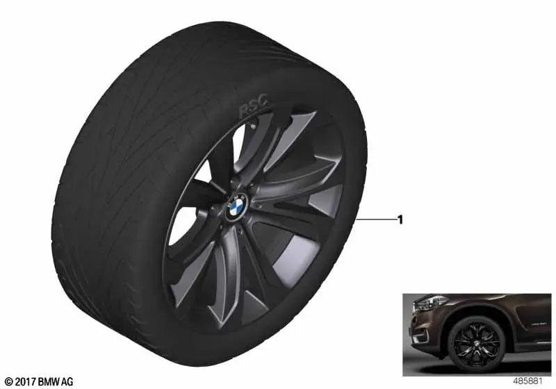 Схема «Легкосплавный диск BMW со звездообразными спицами 491, 20"»