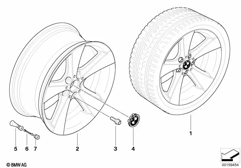 Легкосплавный диск BMW со звездообразными спицами, дизайн 128 diagram