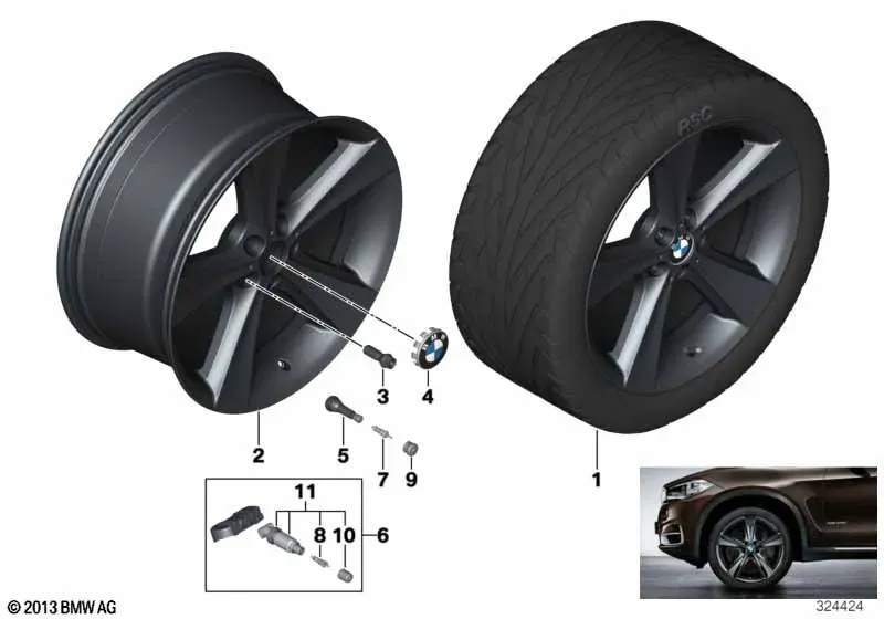 სქემა «BMW დისკი ვარსკვლავისებური სპიცებით, დიზაინი 128»