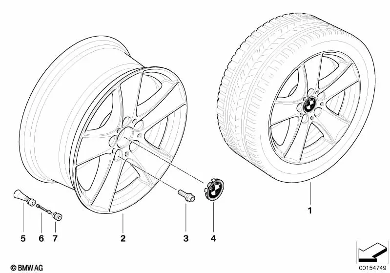 BMW Star-Spoke Alloy Wheel, Design 209 diagram