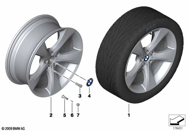 BMW Star-Spoke Alloy Wheel, Design 311 diagram