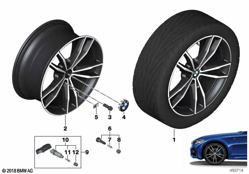 M Alloy Wheel Double Spoke 791M diagram