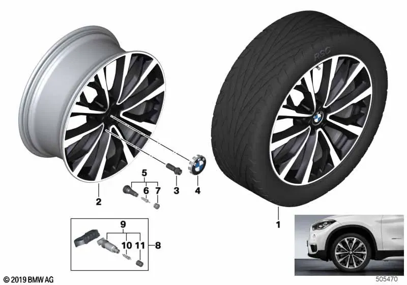 Легкосплавный диск с V-образными спицами 573 diagram