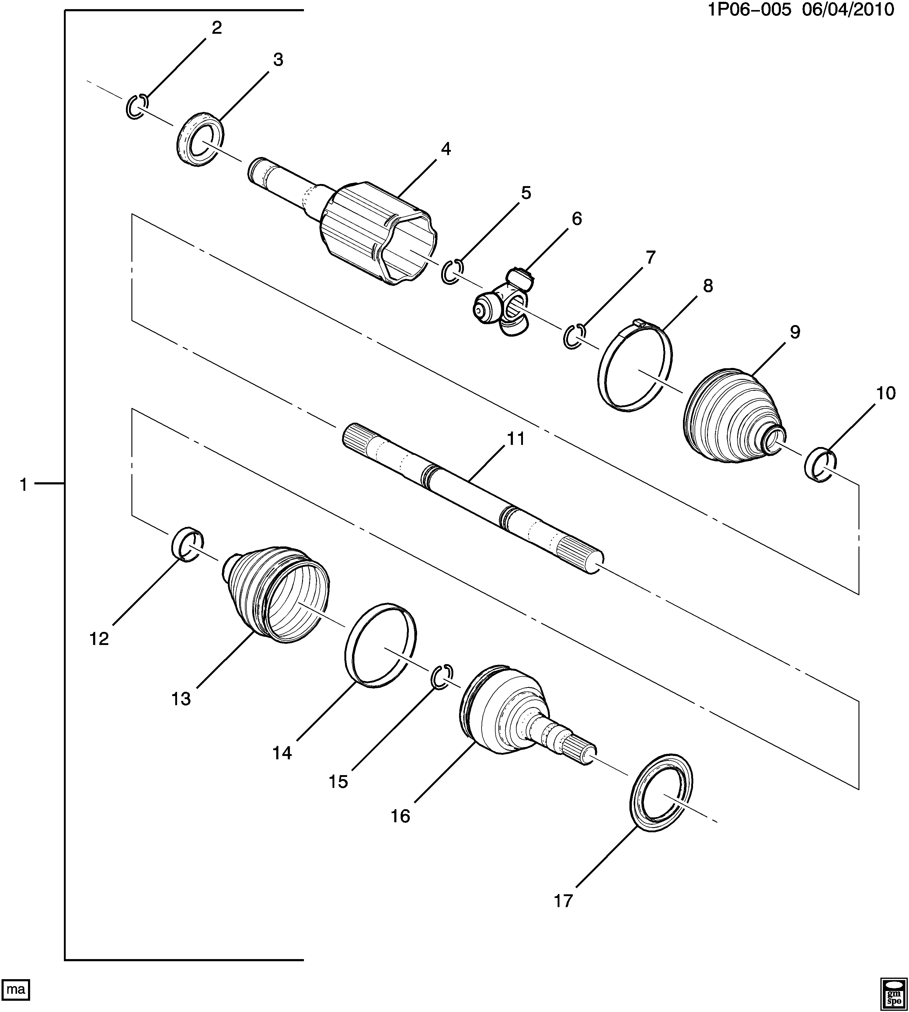 Left Front Wheel Drive Shaft diagram