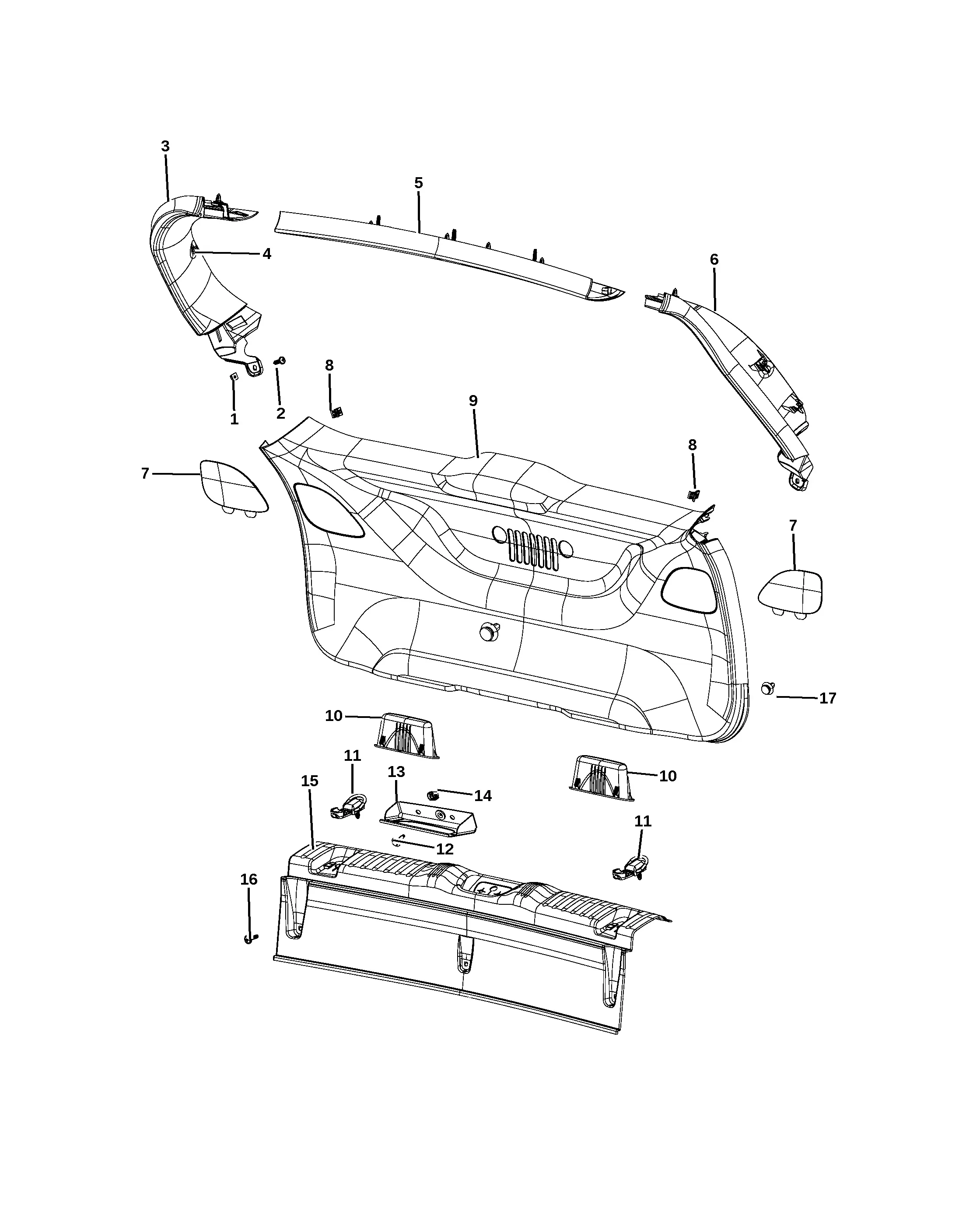 Liftgate trim panel diagram