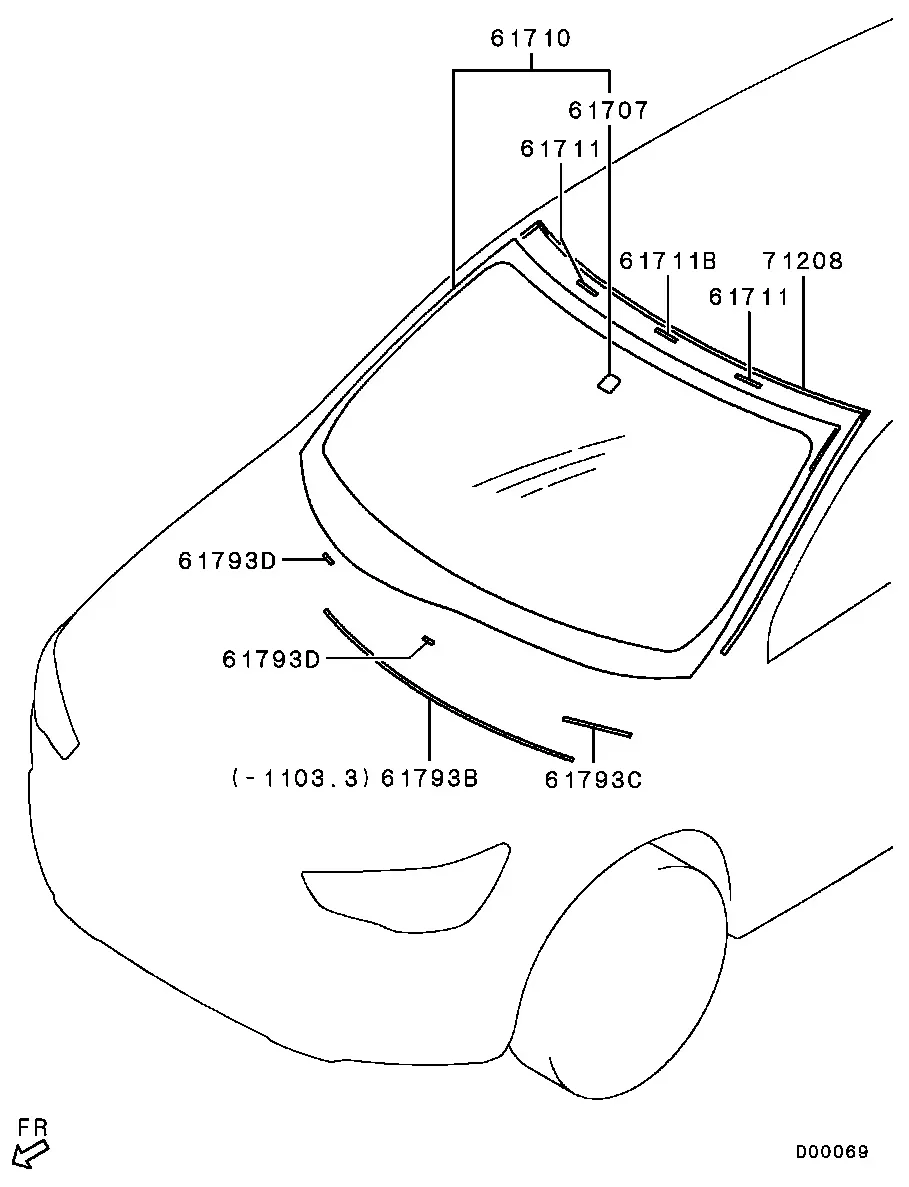Windshield Glass and Moulding diagram