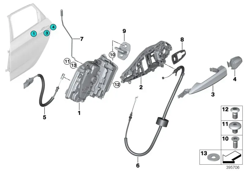 Rear door locking system diagram