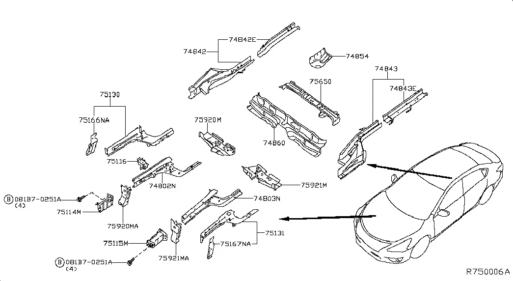 Body Rails and Crossmembers diagram