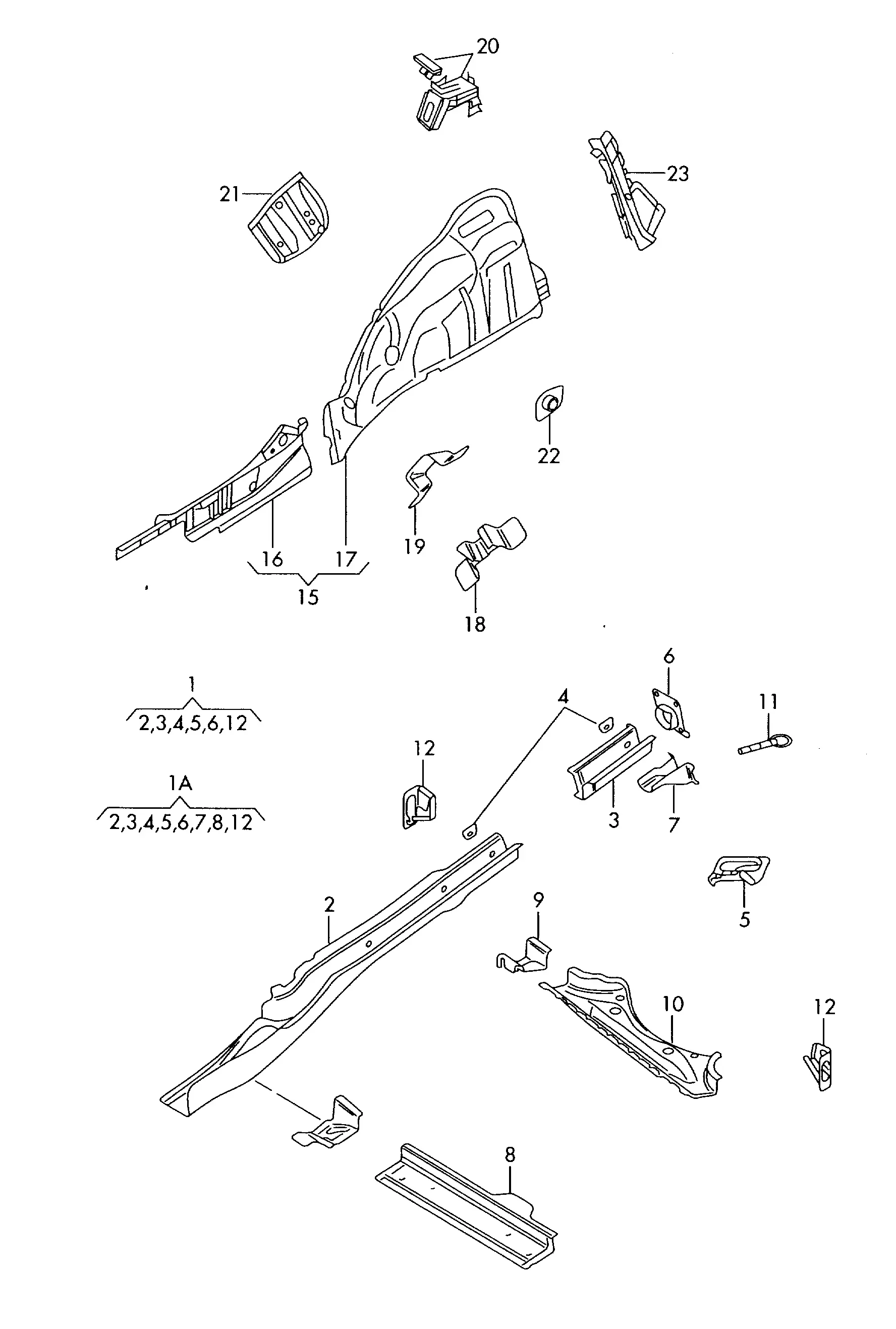 Floor Spars and Crossmembers diagram