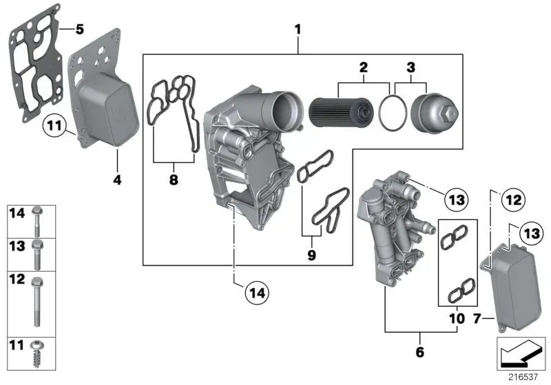 Lubrication and oil cooling system diagram