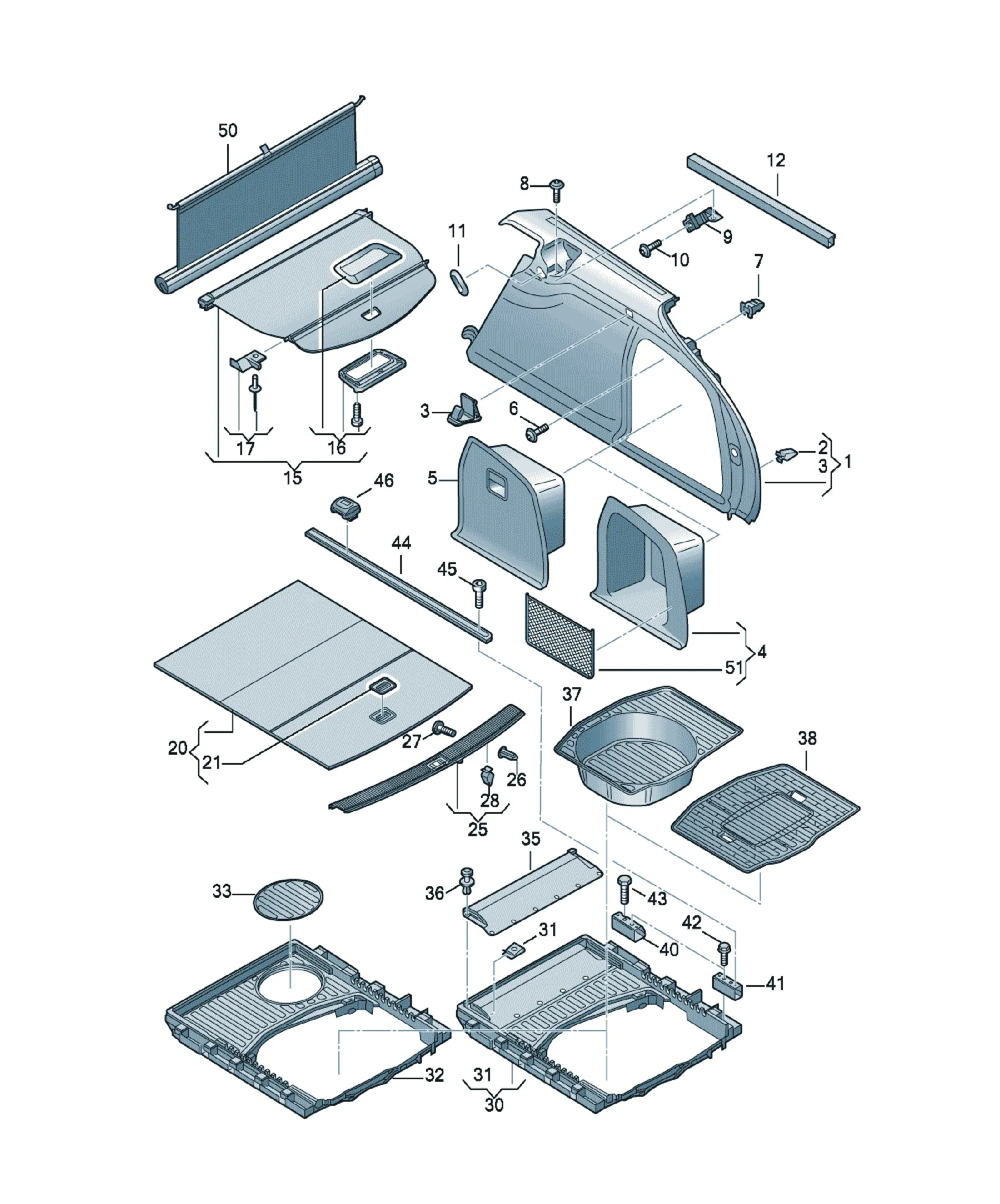 Luggage compartment trim diagram