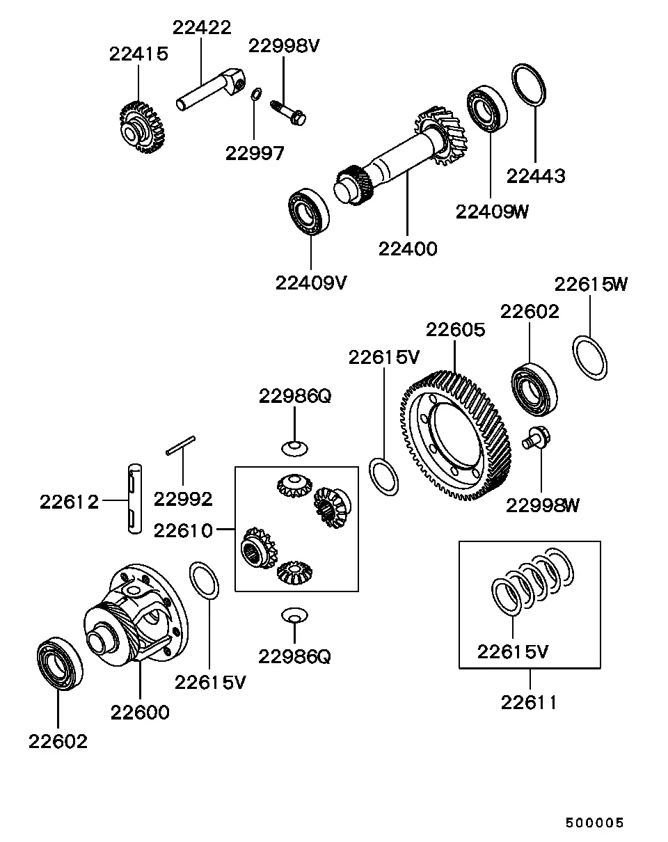 Manual transmission differential diagram