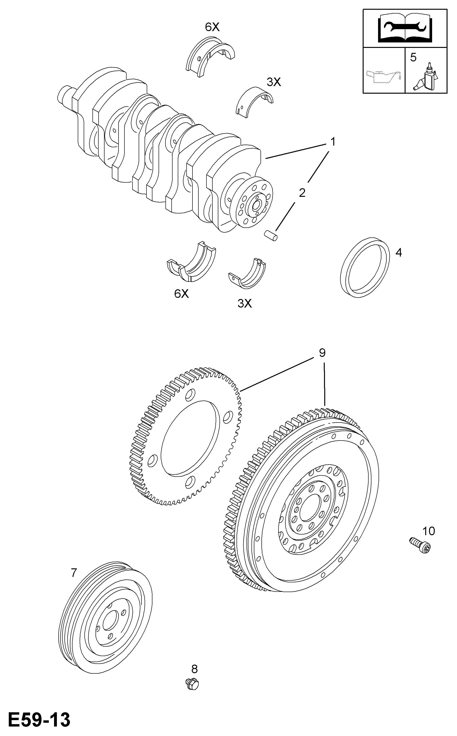 Flywheel and Fittings diagram
