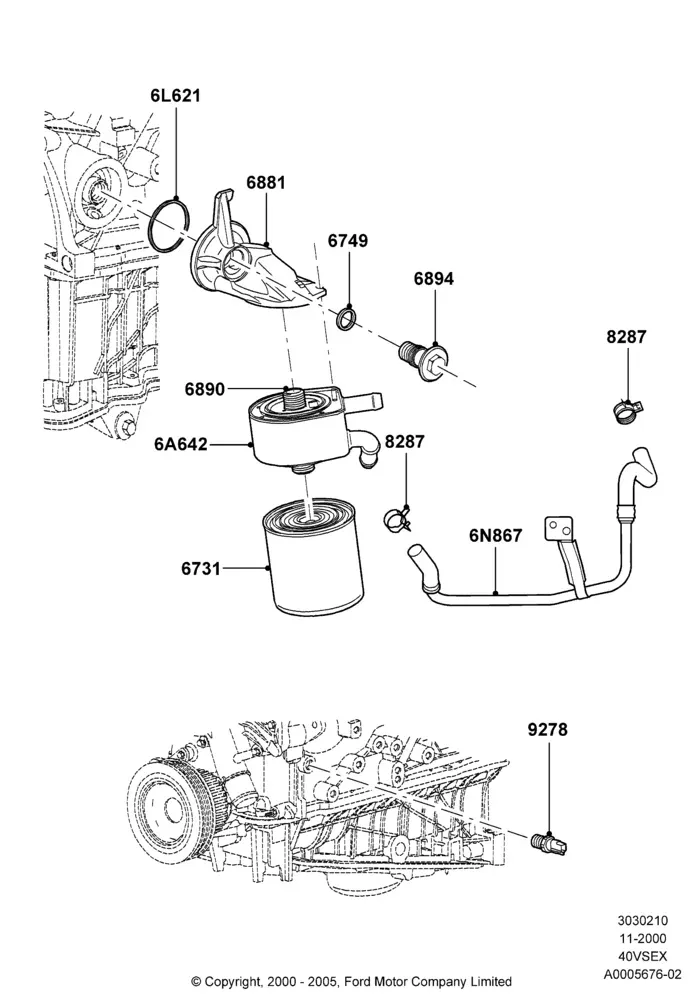 Oil Cooler and Filter diagram