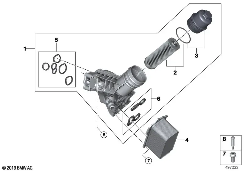 Масляный фильтр и теплообменник diagram