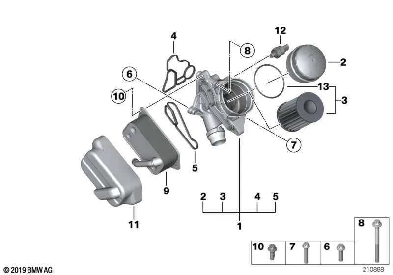 Масляный фильтр и теплообменник diagram