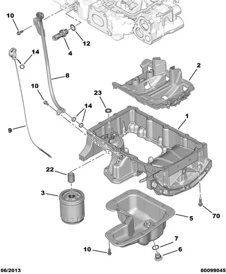 Oil Pan, Filter and Dipstick diagram