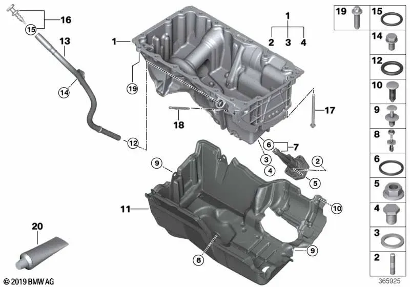 Oil Pan and Dipstick diagram