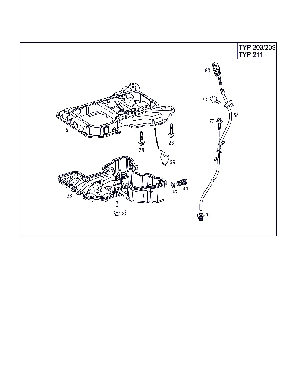 Oil Pan and Oil Level Indicator diagram