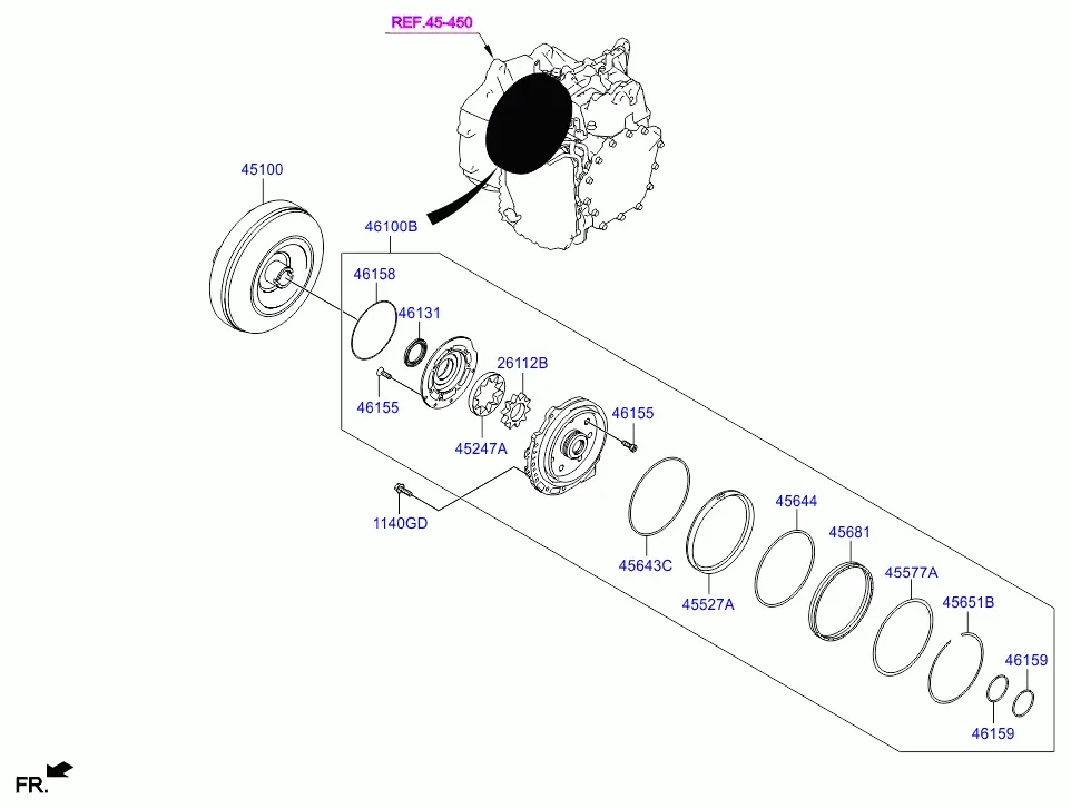 Automatic Transmission Oil Pump and Torque Converter diagram