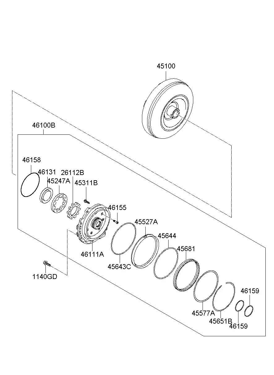 Масляный насос и гидротрансформатор АКПП diagram