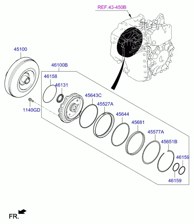 Automatic Transmission Oil Pump and Torque Converter diagram