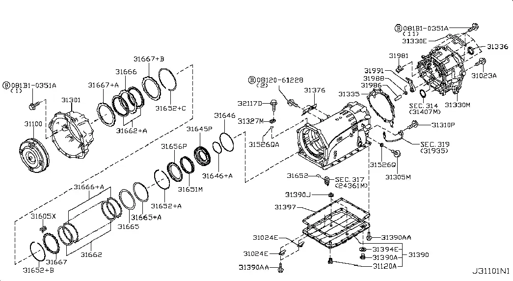 Transmission Oil Pan and Brackets diagram