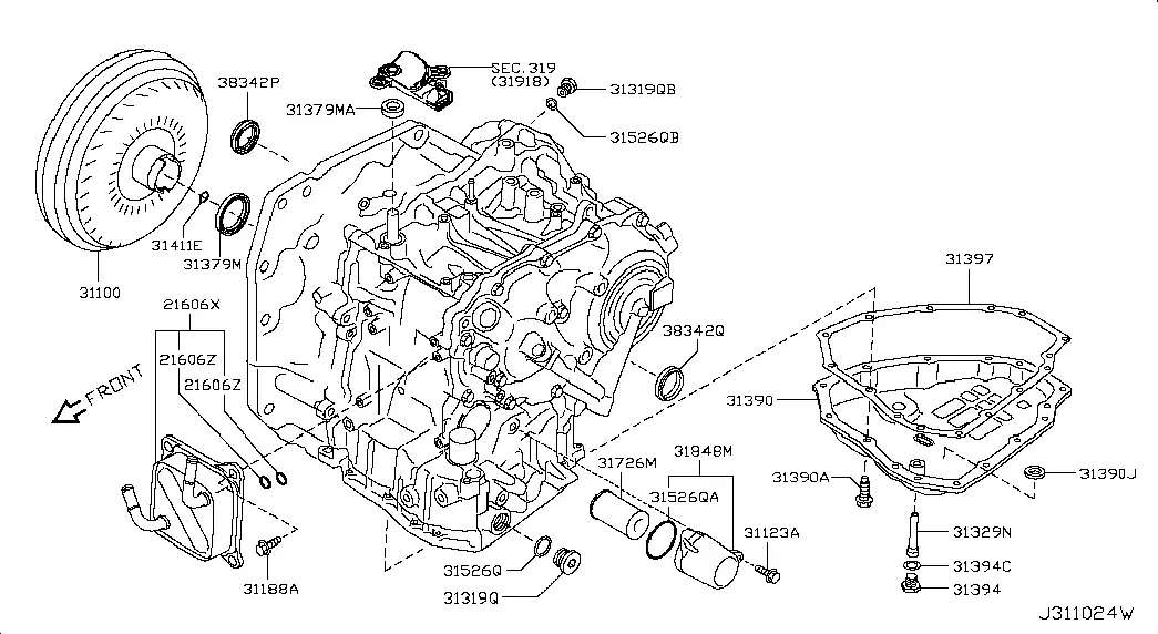 Transmission Oil Pan and Cooler diagram