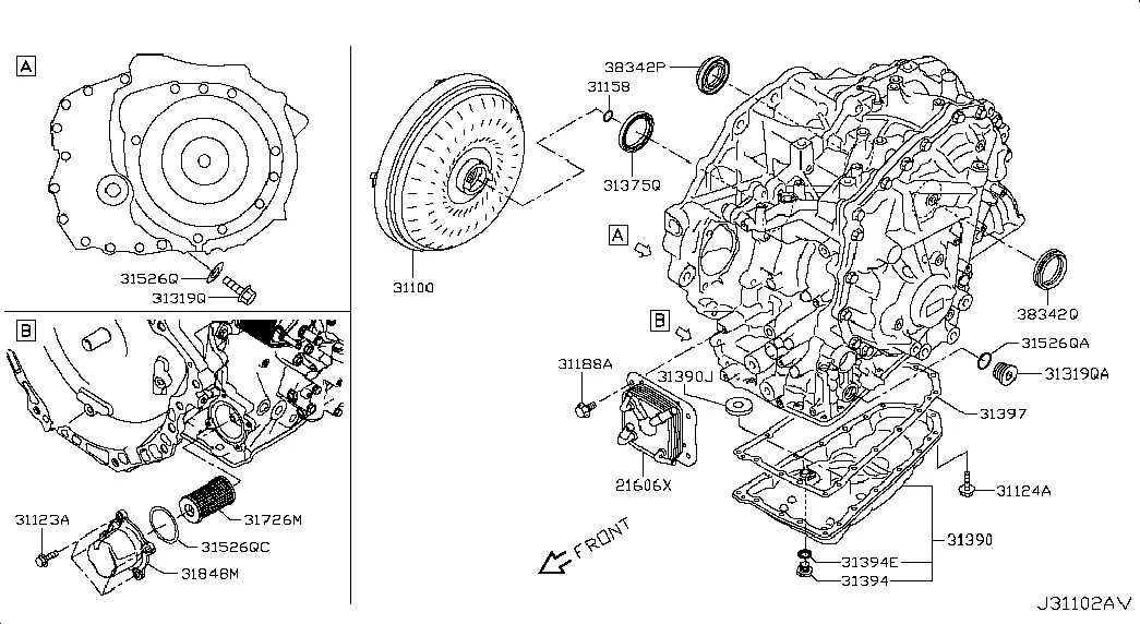 Transmission Oil Pan and Cooler diagram