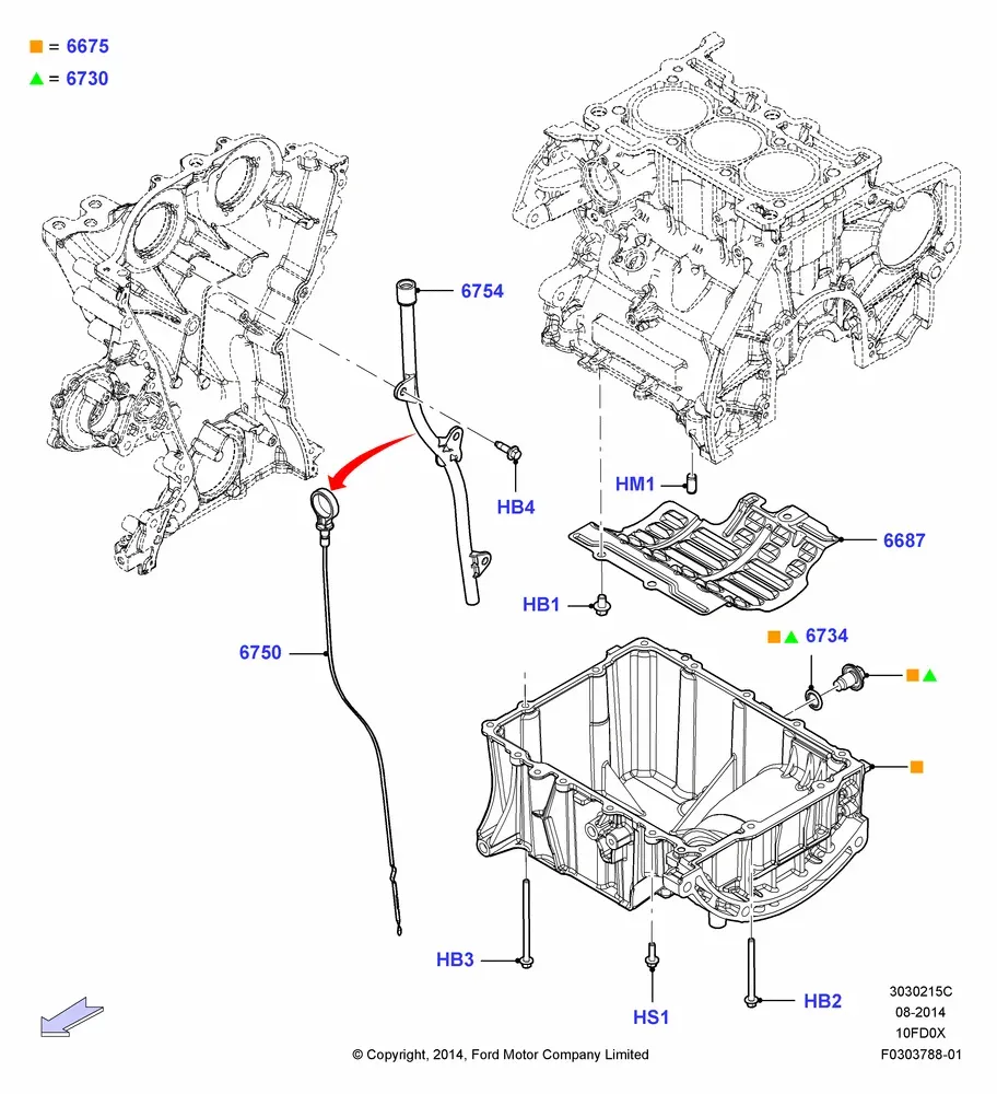 Oil Pan and Oil Level Indicator diagram