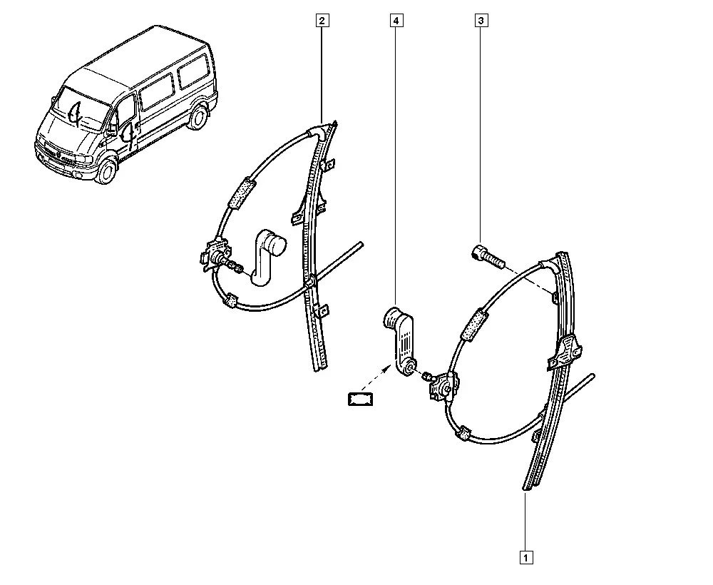 Manual Window Regulators diagram
