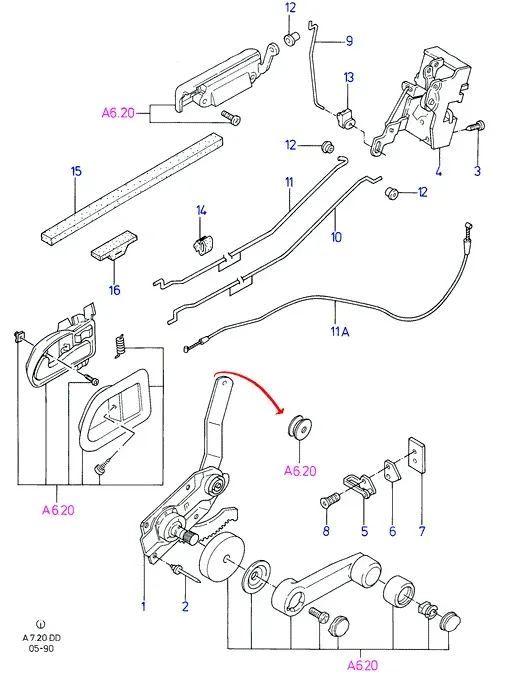 Rear Door Mechanical Lock diagram