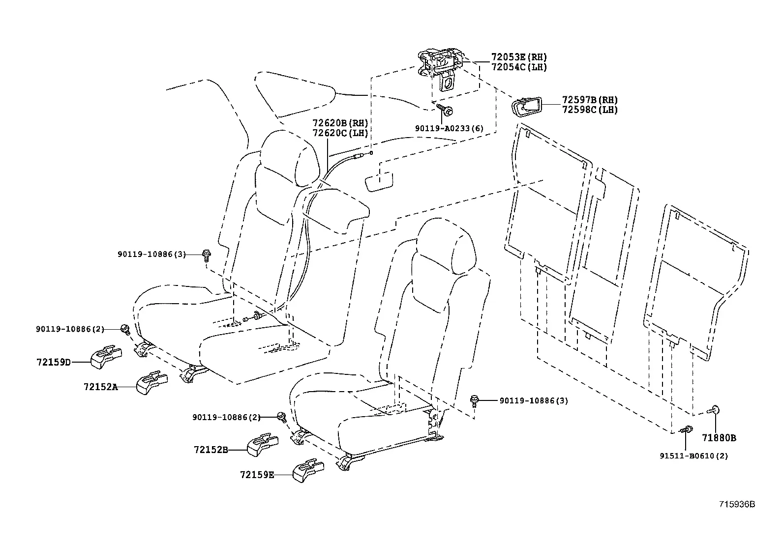 Rear Seat Recliner Mechanism diagram